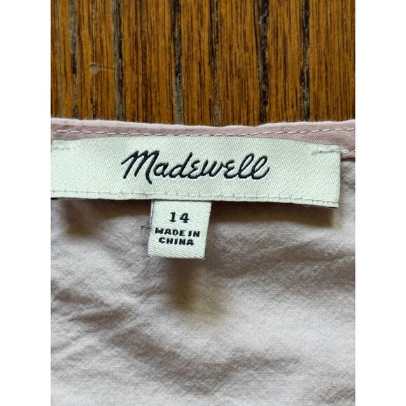 Madewell Signature Poplin Patchwork Peplum Top Rustic Coastal Boho Summer Casual - Picture 9 of 11